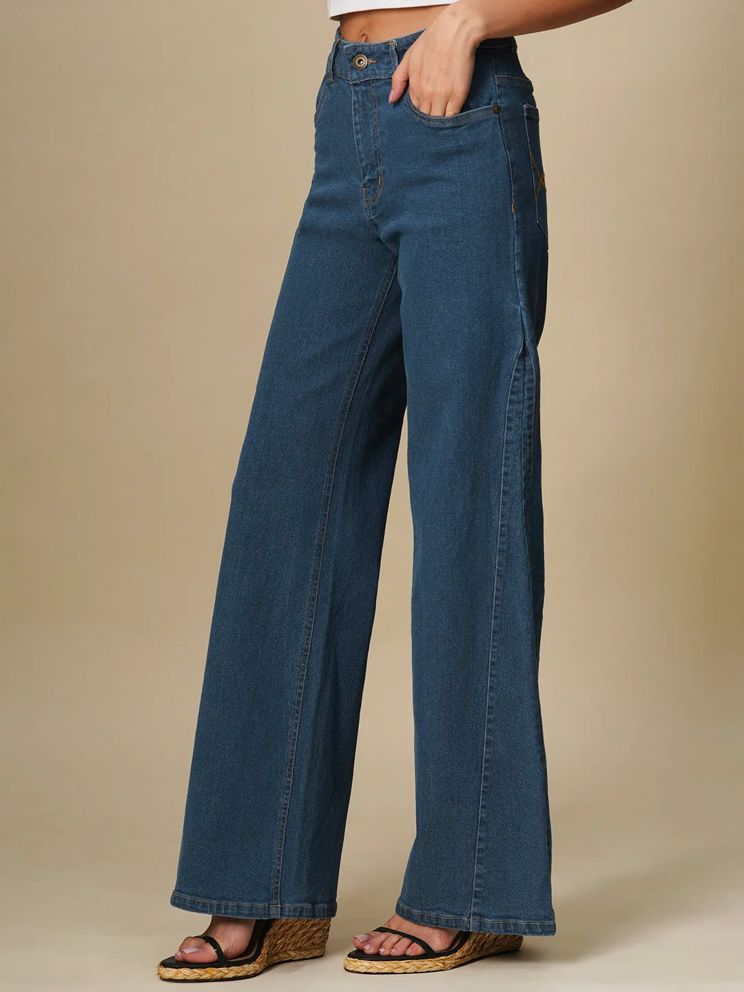 PANELLED FLARED LEG JEANS