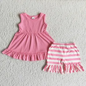 pink sleeveless tops shorts set