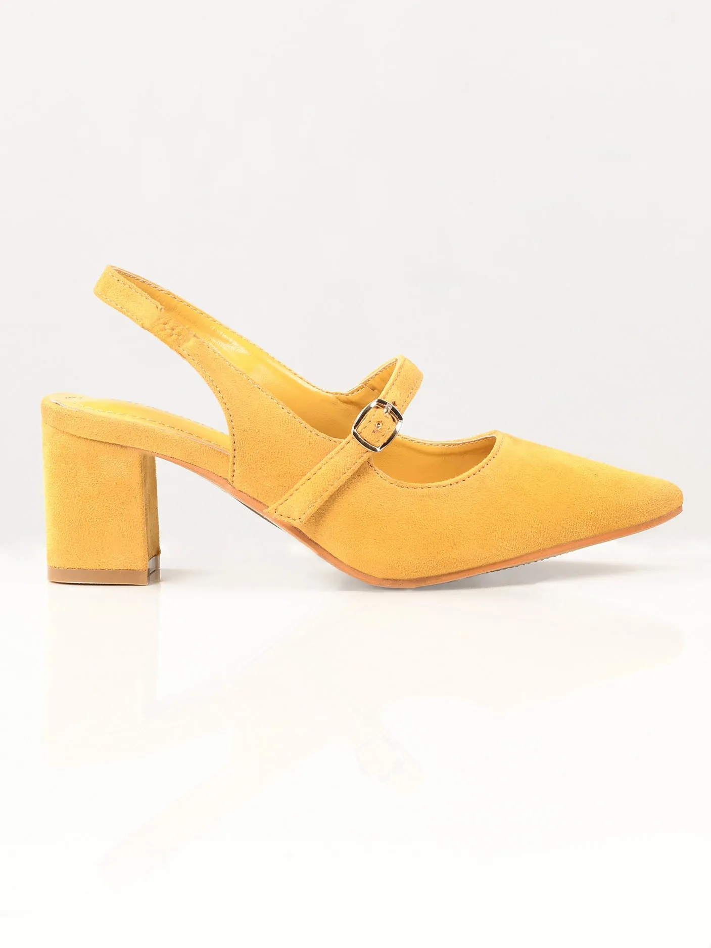 Pointed Suede Heels - Yellow