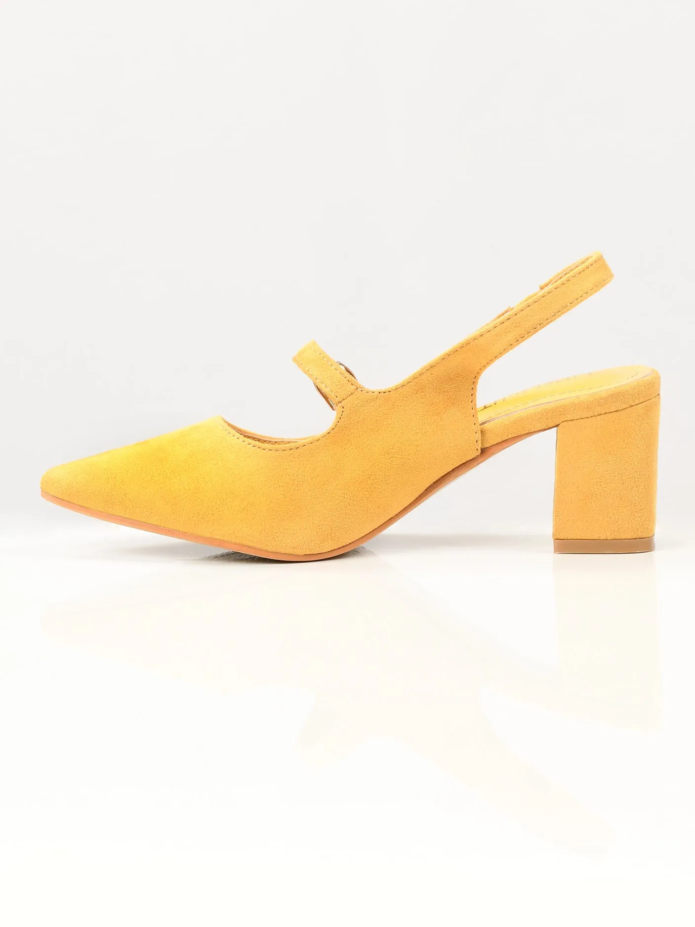 Pointed Suede Heels - Yellow