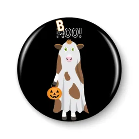 "Trick or Treat" Ghost Cow and Sheep Halloween Pinback Button