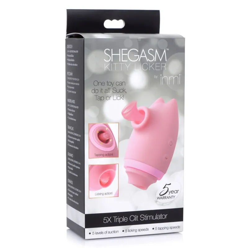 Shegasm Kitty Licker 5x Triple Clit Stimulator - Pink