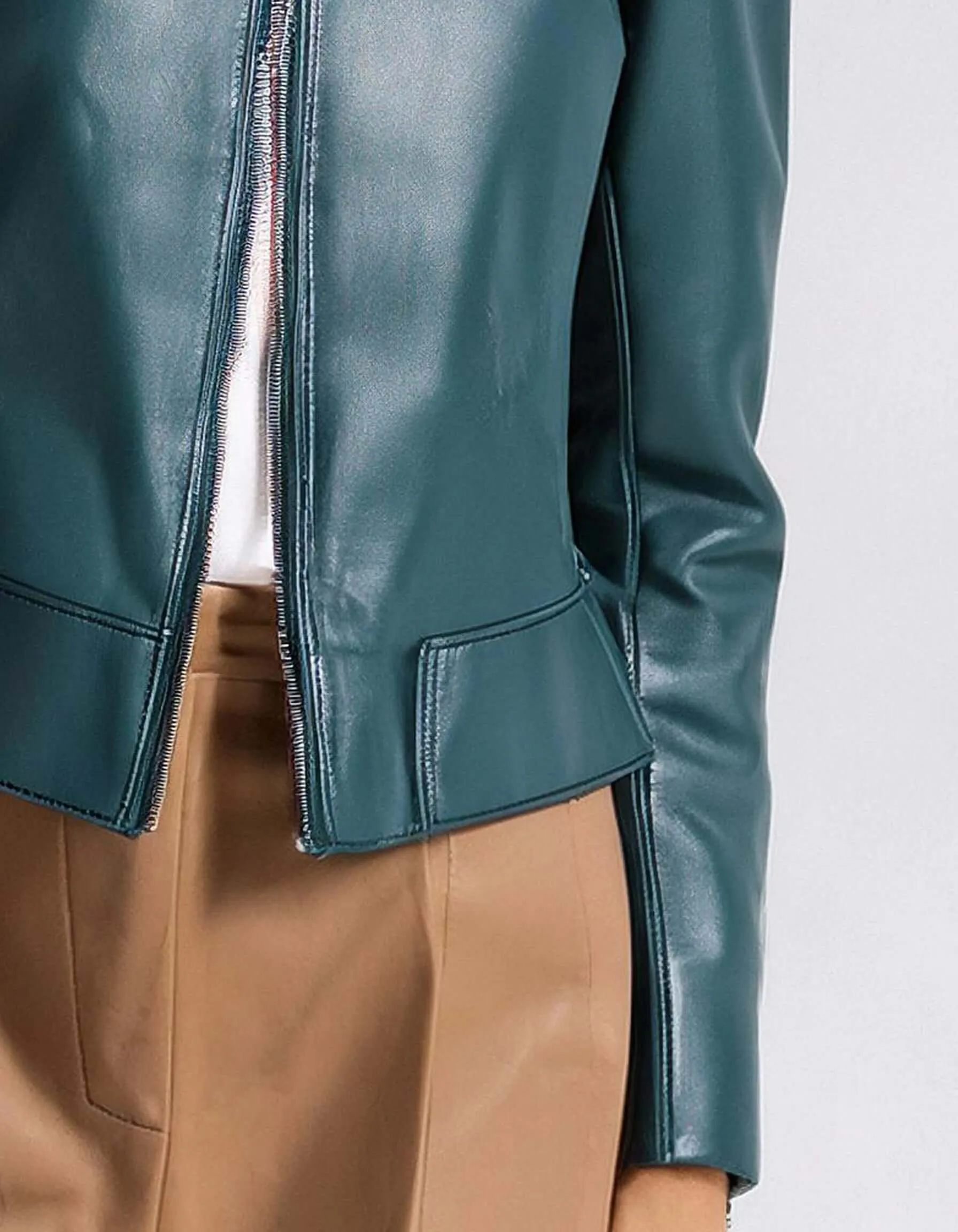 Teal Leather Shirt Leather Jacket