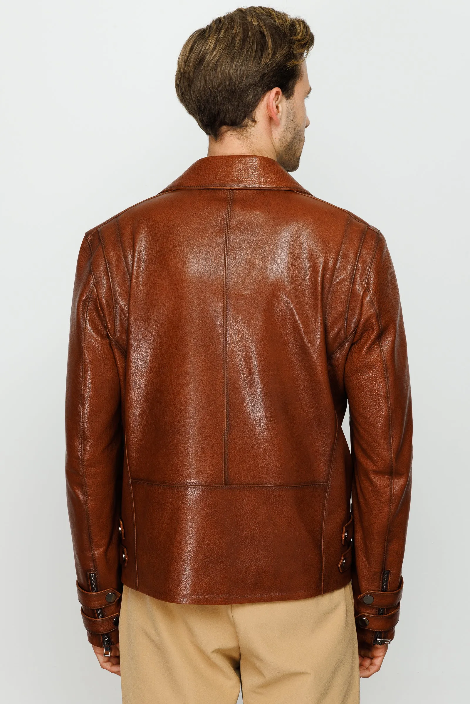 The Monola Tan Leather Men Jacket