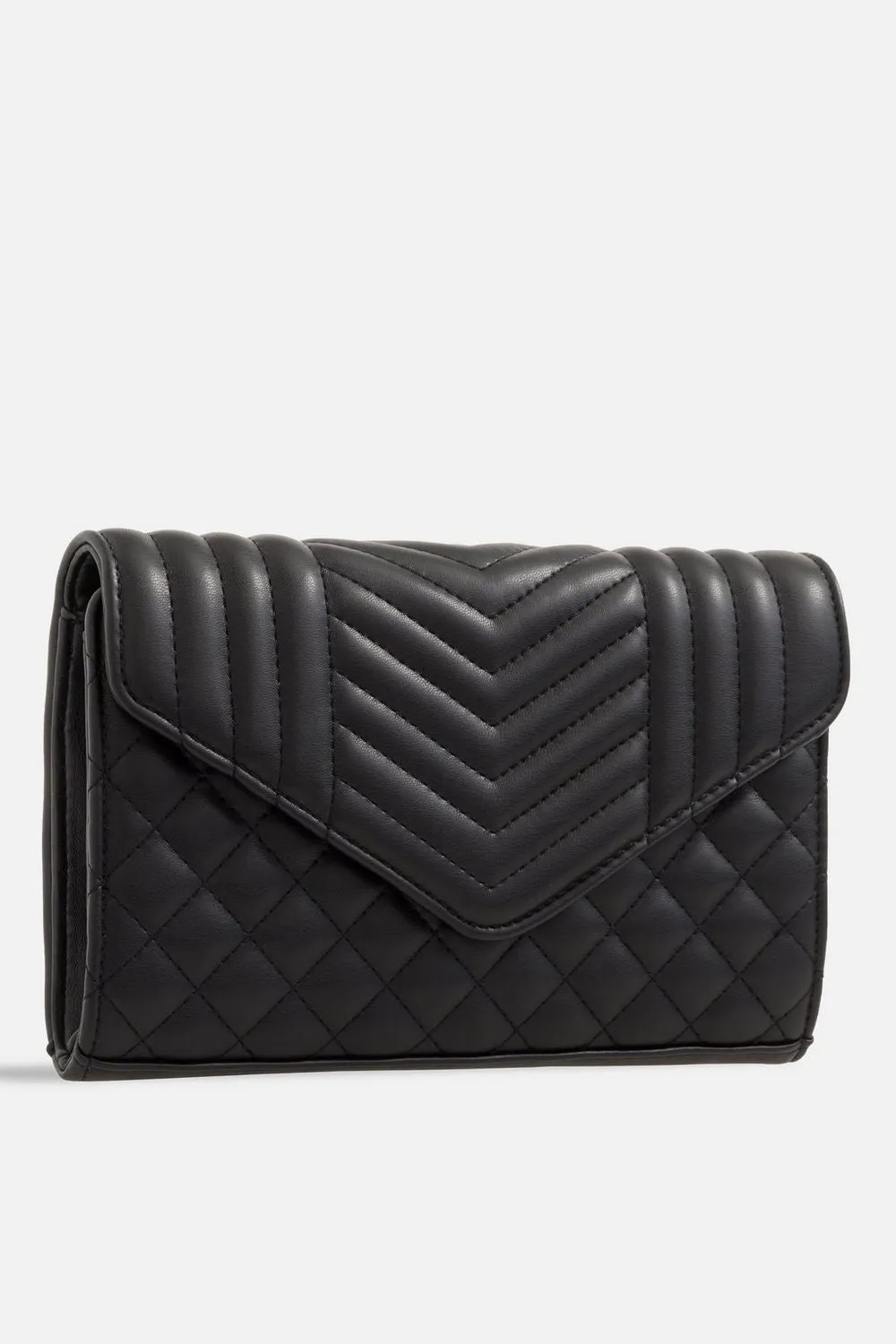 TOPSHOP - QUILTED SOFT FAUX LEATHER CLUTCH