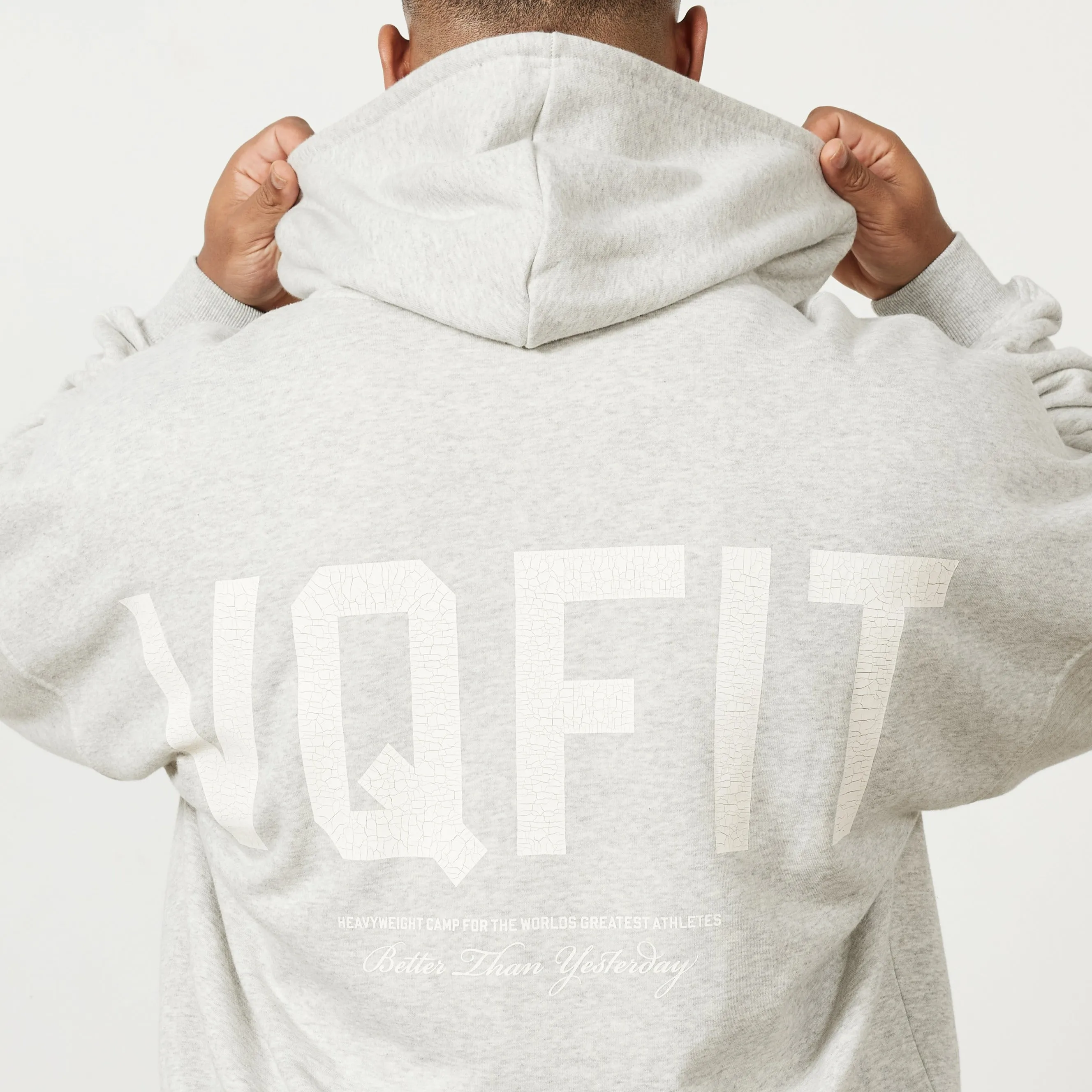 Vanquish VQFIT Distressed Print Oat Marl Full Zip Oversized Hoodie