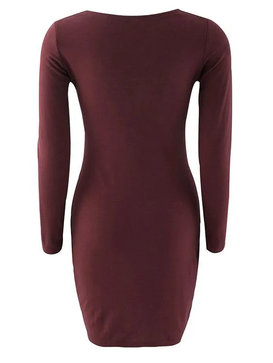 Wholesale Long Sleeve Burgundy Dresses