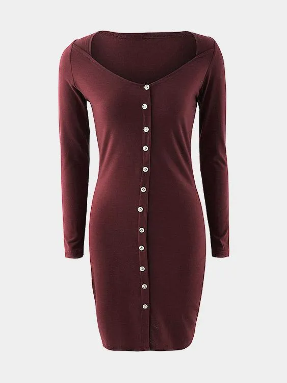 Wholesale Long Sleeve Burgundy Dresses