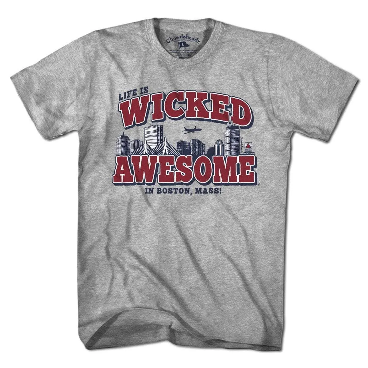 Wicked Awesome Boston Skyline T-Shirt: Unisex XL-Chowdaheadz