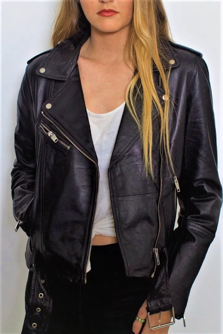 Womens Moto Nappa Leather Jacket - Clearance