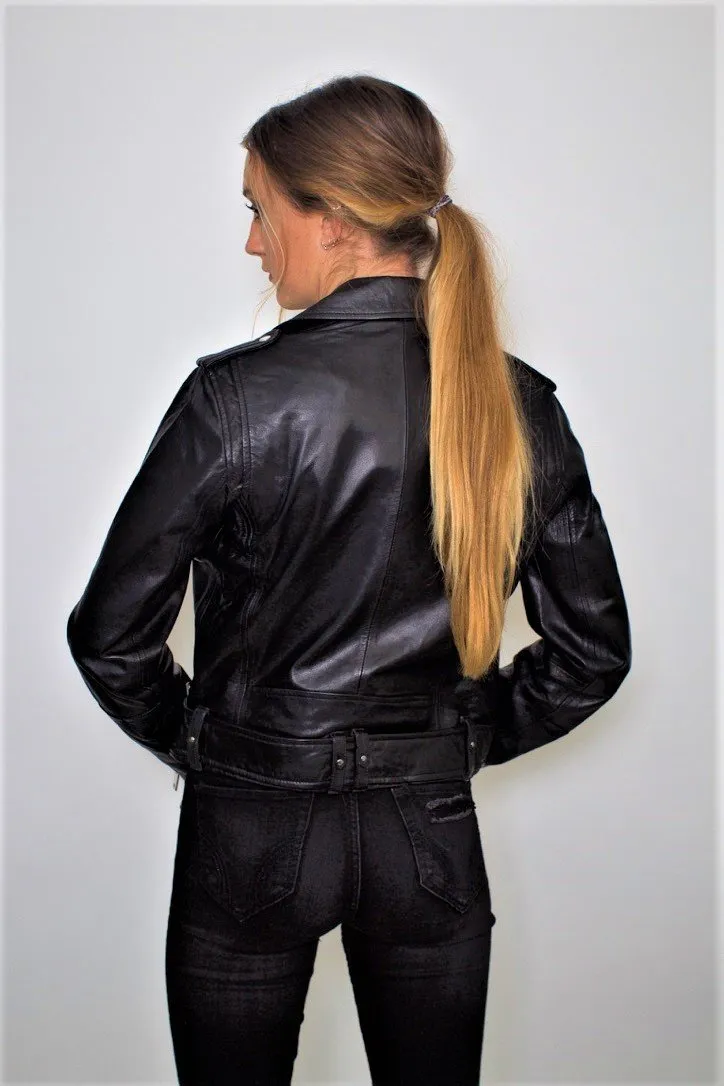 Womens Moto Nappa Leather Jacket - Clearance